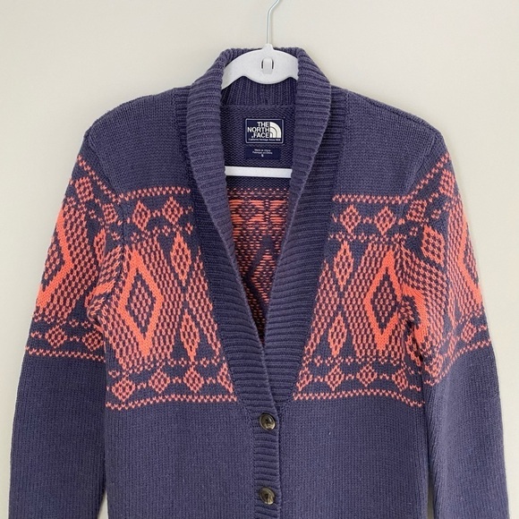 NORTH FACE Jacquardigan Sweater Knit Aztec Print Cardigan Size S - Picture 9 of 16